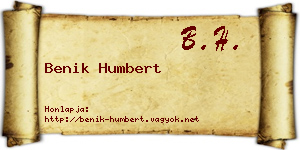 Benik Humbert névjegykártya